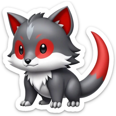 Cute cool black red white grey animal hybrid Fakemon full body sticker