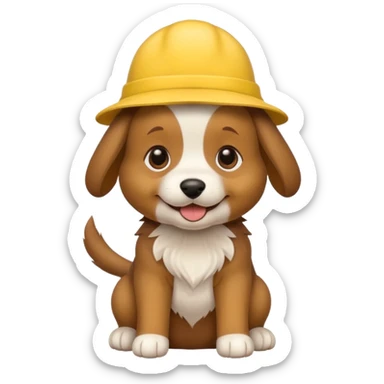 puppy dog with hat yellow sticker