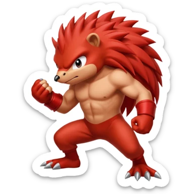 Sonic the hedgehogs friend knuckles a red animal  sticker