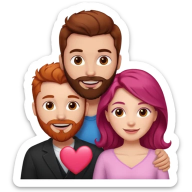 👩🏼‍❤️‍👨🏽 Something like this, but make the guy more lighter and give the girl a bit more red hair like ginger style make the guy have dark brown hair, same with the beard and add her in the middle top don’t forget the pink heart in the middle above us sticker