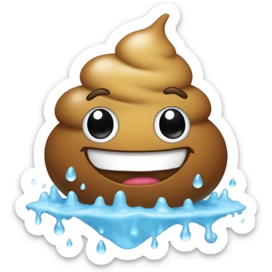 Poo emoji in a shower sticker