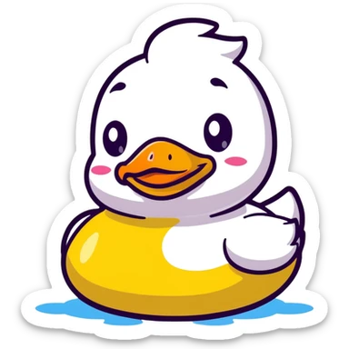 A cheerful cartoon rubber duck with a sweet face and big sparkly eyes sticker