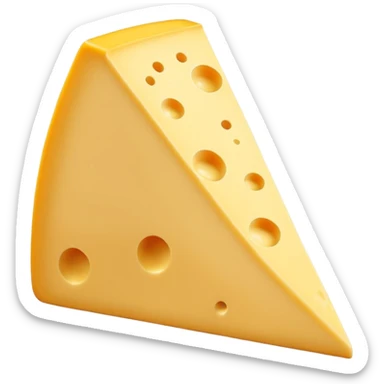 A 3D cartoon cheese wedge identical to dairy cheese, slightly lighter yellow tone, Memoji-style. sticker