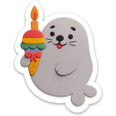 Remove all confetti from the image. Make the ice cream look more colorful and add a tiny ribbon to it, keeping the paper-craft style and color palette. sticker