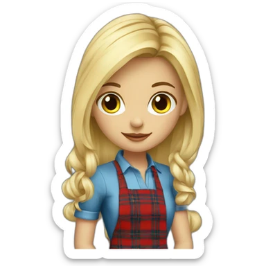 Sweet blond girl with tartan apron wearing high heels sticker