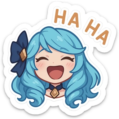 Gwen from League of Legends chibi emote, laughing expression, only the head sticker