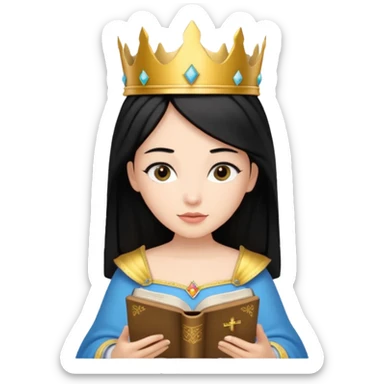 Princesa de pelo negro leyendo la biblia sticker