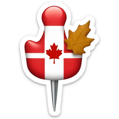 Pushpin with maple leaf from Canadian flag sticker