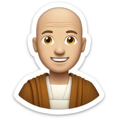 Happy white middle age male human monk with buzz cut  sticker