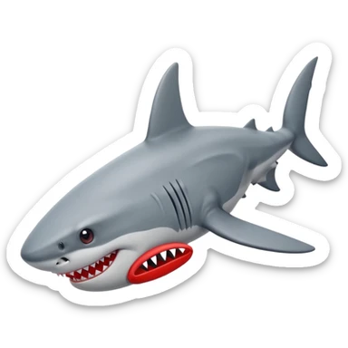 Q se vea más animado el tiburón  q sus tres patas tengan zapatillas nike color rojo sticker