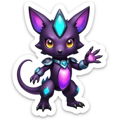 Cute cool colorful dark nebula fantasy-Digimon-animal-hybrid full body sticker