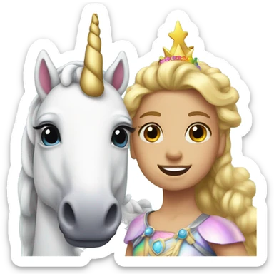 Rainbow unicorn and a princess  sticker