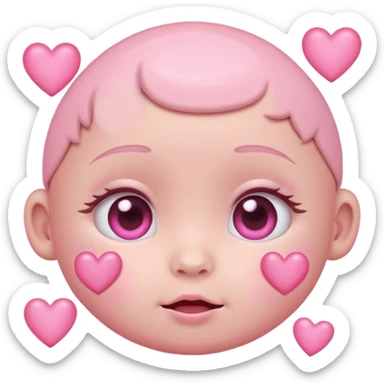 a baby pastel pink love face emoji with pink hearts in the eyes and a glowing baby pink gradient behind it  sticker
