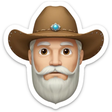 muscular tattooed on face and mustached cowboy long white hair and beard  sticker