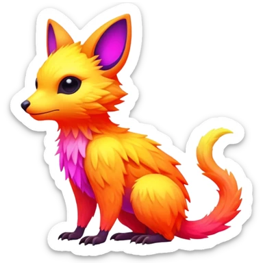 lush warm-colored modern colorful neon-colored Fakémon-Trico-creature sticker