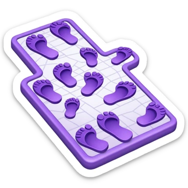"Forty-two purple footsteps moving across a map inside an open house." sticker