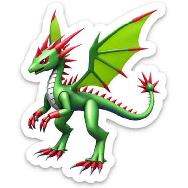 Spiky Cool Edgy shiny colorful Digimon-Fakemon-Flygon-Gabite-Mecha, full body, two legs sticker