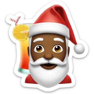 Santa with a mai tai sticker