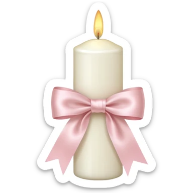 make a white candle with a light pink ribbon bow sticker