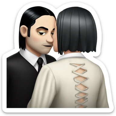 Realistic Wednesday addams kissing sweetly Kurt Cobain  sticker