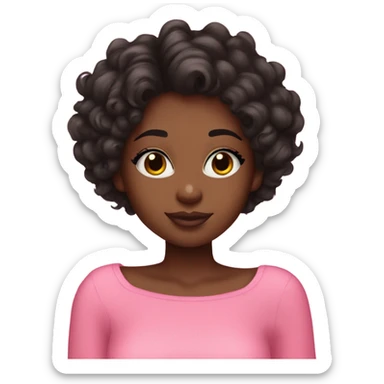 black girl with short curly hair wearing a pink victorias secret off shoulder top  sticker