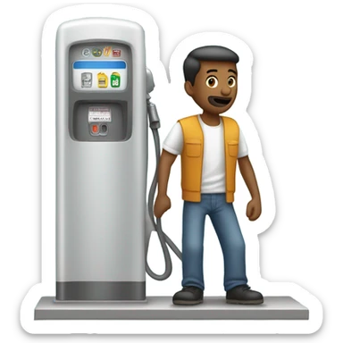 man putting gas in car at gas pump sticker