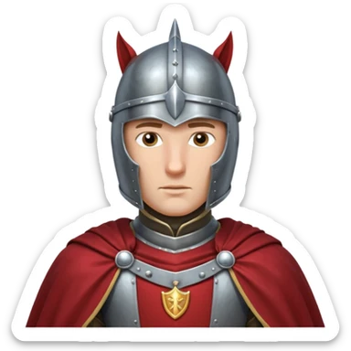 medieval knight horse rider portrait, head and shoulders only, polished steel armor collar, royal cape clasp, helmet partially visible, intense heroic eyes, fantasy medieval vibe, dramatic lighting, 3D cartoon, mobile game icon style, clean background, no text, no watermark
 sticker