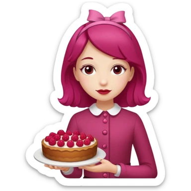 Raspberry torte human girl full body and legs with a raspberry barrette on her hair without a cake sticker