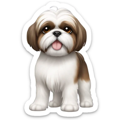 white and brown shih tzu full body no tongue out sticker