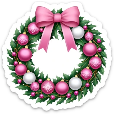 Christmas wreath pink sticker