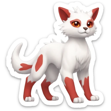 Cute cool white red animal hybrid Fakemon full body sticker
