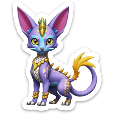 Colorful Meloetta-Sphynx-Lykoi-Sergal-Renamon-Wargreymon-Pokémon-Digimon-Fakémon-fusion-hybrid-creature sticker
