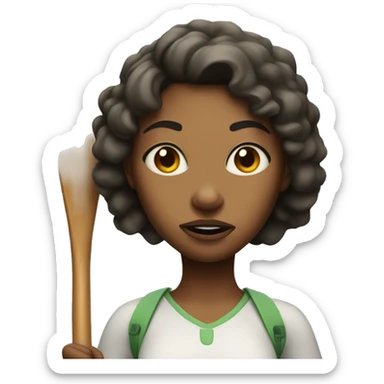 Mean face girl with paddle in her hand  sticker