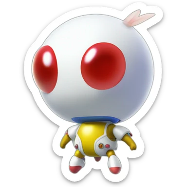 Un emoticon del personaje oficial de Nintendo llamado Olimar lanzando un pikmin sticker