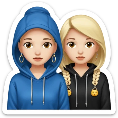  2 girl in hoodie with jewelryemoji sticker