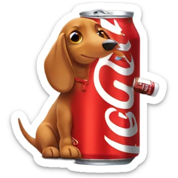 Wiener dog with a Coke ￼ sticker