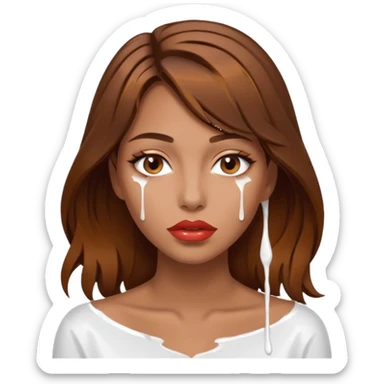 Brown Hair, Woman, white paint drip, face, hot, Sexy, lips sticker