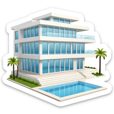 white 3 floor luxurious villa sticker