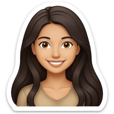young latina woman with long dark hair smiling sticker