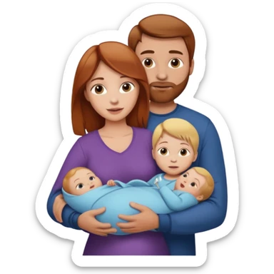A mother and father with a baby - the mother has reddish-brown hair, father has brown hair and baby has blonde hair sticker