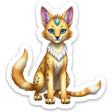 Cute Kawaii Epic Ethereal Sparkly Colorful Sergal-Serval-Caracal-Vernid full body sticker