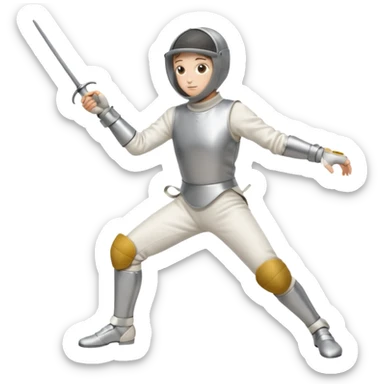 A person wearing fencing equipment from head to toe sticker