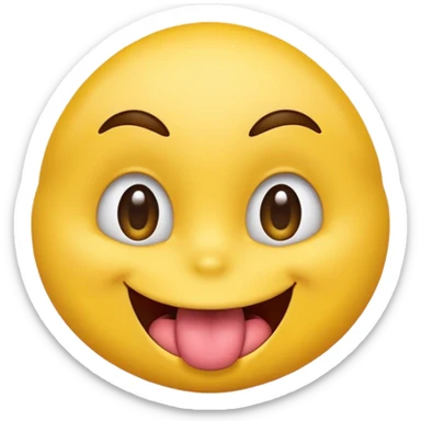 "A mischievous yellow emoji face with a sly, tilted smile, slanted eyebrows, and its tongue playfully sticking out to the side. The background is a deep purple. The expression looks naughty, teasing, and a little cheeky." sticker