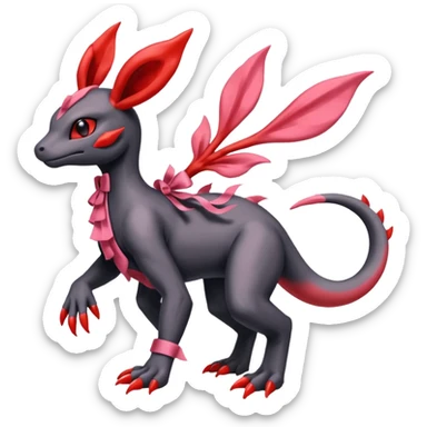 Shiny Dusknoir-Salandit-Sylveon-Fakémon-hybrid-creature (full body)  sticker