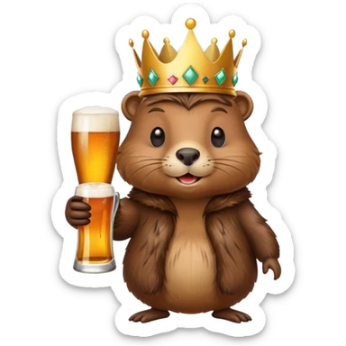 beaver with a crown on her head and a glass of beer in her hands sticker