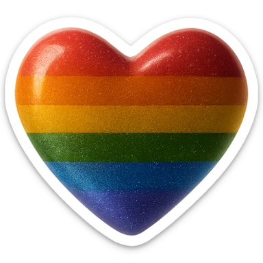 Add a soft glow effect around the 3D floating glitter glossy pride heart in a photorealistic style. Keep the image with no background. sticker