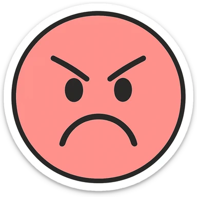 pink face with angry expression emoji, digital illustration sticker