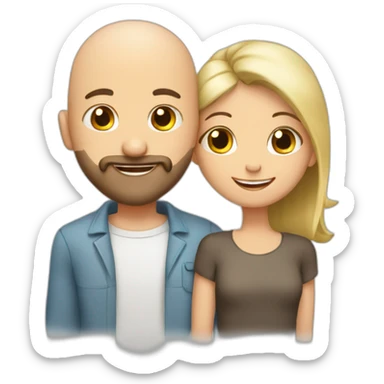 Happy-secret-couple-bald-guy-with-beard-with-boy-haircut-girl-hugging sticker