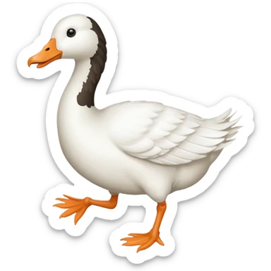 Make me an emoji of a goose that is running towards something. Also make it white. Make it have a long neck like geese do. sticker