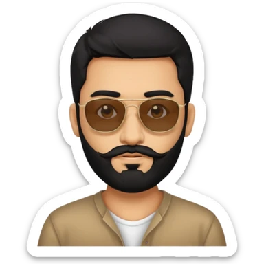Indian man with  black hair and beard and black sunglasses sticker